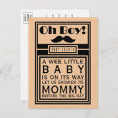 Oh Boy Black Mustache Baby Dusche Einladung (Vorne/Hinten)