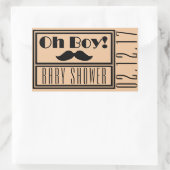 Oh Boy Black Mustache Baby Dusche Rechteckiger Aufkleber (Tasche)