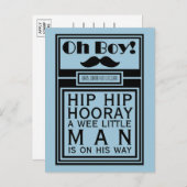 Oh Boy Black Mustache New Baby Boy Ankündigung (Vorne/Hinten)