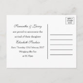 Oh Boy Black Mustache New Baby Girl Ankündigung (Rückseite)