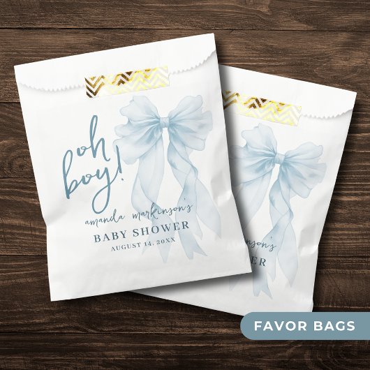 Oh Boy Blau Wasserfarben-Bogen Baby Shower Geschenktütchen