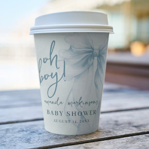 Oh Boy Blau Wasserfarben-Bogen Baby Shower Pappbecher
