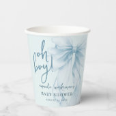 Oh Boy Blau Wasserfarben-Bogen Baby Shower Pappbecher (Vorderseite)