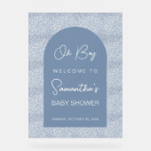 Oh Boy Blue Arch and Pattern Baby Dusche Willkomme Acrylschild (Vorderseite)