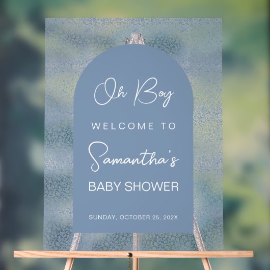 Oh Boy Blue Arch and Pattern Baby Dusche Willkomme Acrylschild (Neutral)