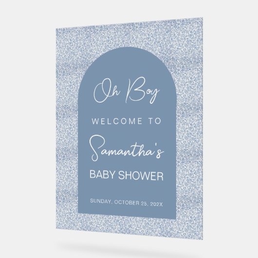 Oh Boy Blue Arch and Pattern Baby Dusche Willkomme Acrylschild (Winkel)