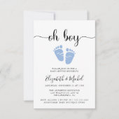 Oh, Boy Blue Baby Feet Couples Dusche Einladung (Vorderseite)
