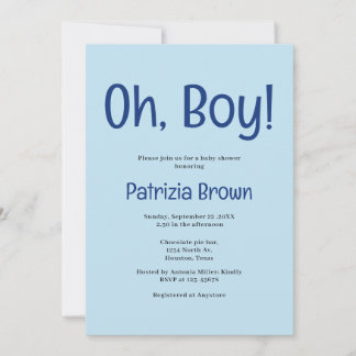 Oh Boy Blue Baby Shower  Invitation Einladung