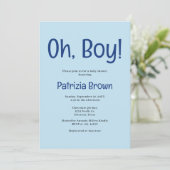 Oh Boy Blue Baby Shower  Invitation Einladung (Stehend Vorderseite)