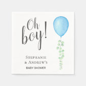 Oh Boy Blue Balloon Couple's Baby Shower Serviette (Vorderseite)