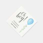 Oh Boy Blue Balloon Couple's Baby Shower Serviette (Ecke)
