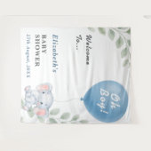 Oh Boy Blue Balloon Elephant Baby Showdown Hinterg Wandteppich (Vorderseite (Horizontal))