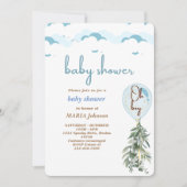 Oh Boy Blue Balloon Eucalyptus Baby Showroom Invit Einladung (Vorderseite)