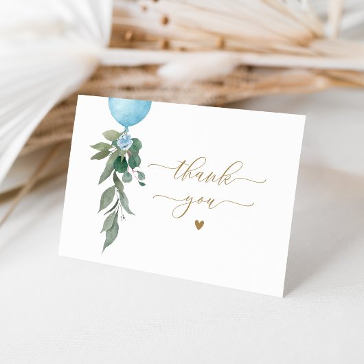 Oh Boy Blue Balloon Greenerenery Baby Shower Dankeskarte