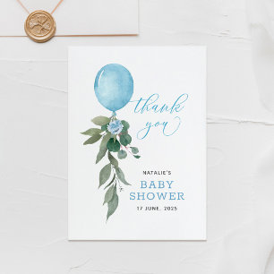 Oh Boy Blue Balloon Greenerenery Baby Shower Dankeskarte