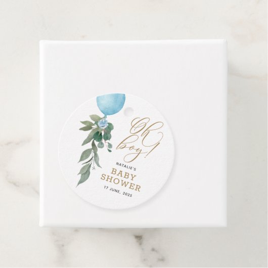 Oh Boy Blue Balloon Greenerenery Baby Shower Geschenkanhänger (Beispiel)