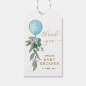 Oh Boy Blue Balloon Greenerenery Baby Shower Geschenkanhänger (Vorderseite)