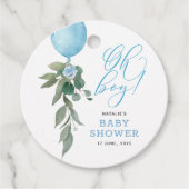 Oh Boy Blue Balloon Greenerenery Baby Shower Geschenkanhänger (Vorderseite)