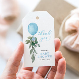 Oh Boy Blue Balloon Greenerenery Baby Shower Geschenkanhänger