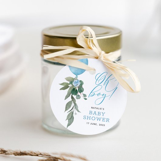 Oh Boy Blue Balloon Greenerenery Baby Shower Geschenkanhänger