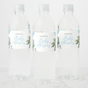 Oh Boy Blue Balloon Greenerenery Baby Shower Wasserflaschenetikett