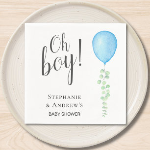 Oh Boy Blue Balloon Paare Baby-Party Serviette