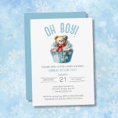 Oh, Boy Blue Bear Animal Baby Dusche Einladung