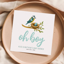 Oh Boy Blue Bird Nest Baby Dusche Serviette