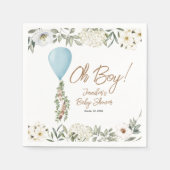 Oh Boy Blue Boho Balloon Baby Dusche Serviette (Vorderseite)