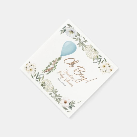 Oh Boy Blue Boho Balloon Baby Dusche Serviette (Ecke)