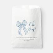 Oh Boy Blue Bow Baby Dusche Geschenktütchen (Vorderseite)