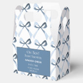 Oh Boy Blue Bows Coquette Baby Dusche Gefallen Box Geschenkschachtel (Geöffnet)