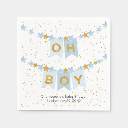 Oh Boy Blue Bunting Flags Baby Showroom Serviette (Vorderseite)