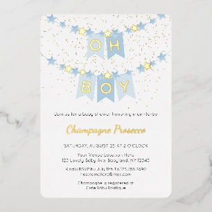 Oh Boy Blue Bunting Flags Foto Baby Shower Foil I Folieneinladung