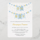 Oh Boy Blue Bunting Flags Foto Baby Shower Foil I Folieneinladung (Vorderseite)