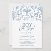 Oh Boy Blue Chinoiserie Safari Baby Dusche Einladung (Vorderseite)