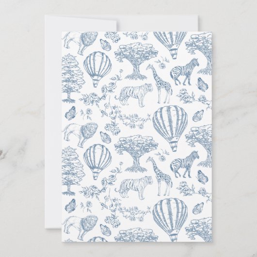 Oh Boy Blue Chinoiserie Safari Baby Dusche Einladung (Rückseite)