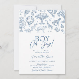 Oh Boy Blue Chinoiserie Safari Baby Dusche Einladung