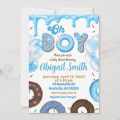 Oh Boy Blue Donut baby shower Invitation Einladung (Vorderseite)