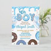 Oh Boy Blue Donut baby shower Invitation Einladung (Stehend Vorderseite)