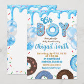 Oh Boy Blue Donut baby shower Invitation Einladung (Vorne/Hinten)