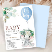 Oh Boy Blue Elephant Baby Shower  Einladung