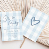 Oh Boy Blue Gingham Baby Shower Einladung