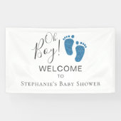 Oh, Boy Blue Glitzer Feet Baby Dusche Willkommen Banner (Horizontal)