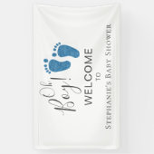 Oh, Boy Blue Glitzer Feet Baby Dusche Willkommen Banner (Vertikal)