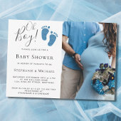Oh, Boy Blue Glitzer Feet Foto Couples Kinderdusch Einladung