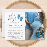 Oh, Boy Blue Glitzer Feet Foto Couples Kinderdusch Einladung<br><div class="desc">Dieses stilvolle Paar's Baby Shower Invitation ist mit niedlichen Babyfüße in blauen Glitzer und den Worten,  Oh Junge dekoriert! Einfach anpassbar. Ersetzen Sie das Foto,  um weiter zu personalisieren.</div>