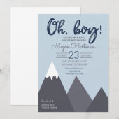 Oh Boy Blue Gray Mountain Baby Dusche Einladung (Vorne/Hinten)