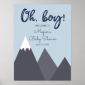 Oh Boy Blue Gray Mountain Baby Dusche Poster (Vorne)