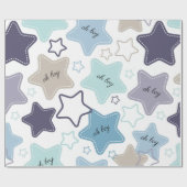 Oh Boy Blue Green Stars Baby Shower Baby Geschenk Geschenkpapier (Flach)